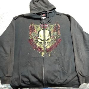 Harley-Davidson Men's Ghoulish Skull Zip Up Hoodie, Black XL, Washington DC